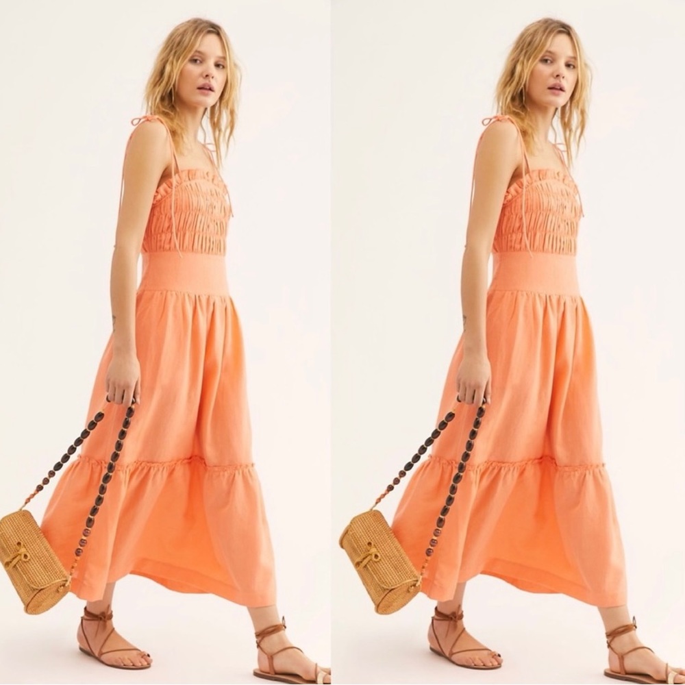 Free People Orange Linen Dress - Picture 4 of 12